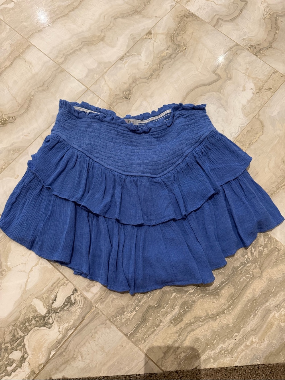 Blue Ruffle Tiered Mini Skirt - Picture 2 of 3